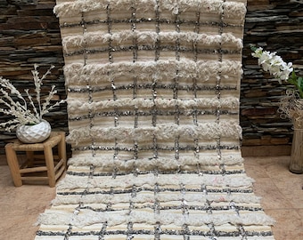 Große Vintage Handira Hochzeit Decke, Marokkanische Handgemachter Luxus Überwurf, Berber Teppich Pailletten 03YS00330