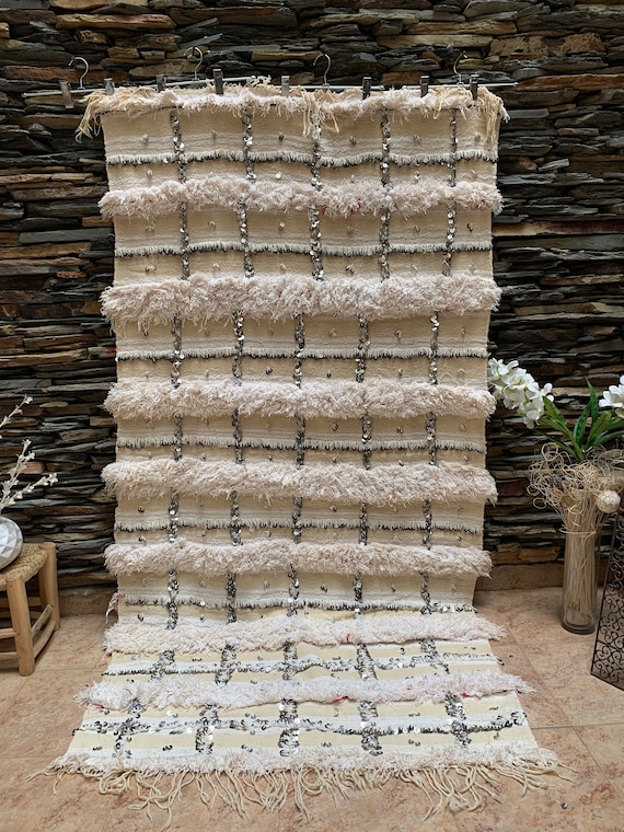 Vintage Handira Wedding Blanket Moroccan Handmade Luxury Throw Berber Rug Sequins 03YS00410 Etsy Canada