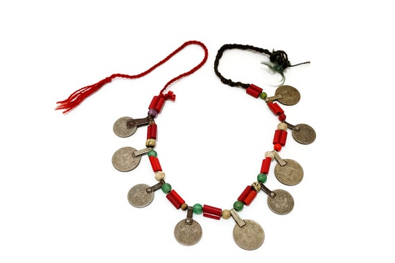 Moroccan Necklace, Authentic Coin Necklace, Vinta… - image 1