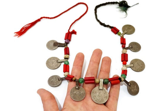 Moroccan Necklace, Authentic Coin Necklace, Vinta… - image 2