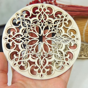 4 Moroccan Tile Design Laser Cut Unfinished Wood Shapes Craft DIY Decorative Coasters 12cm 03YL0103