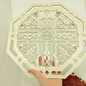 1 XXL Moroccan Tile Design Laser Cut Unfinished Wood Shapes Craft DIY Decorative Coaster 03YL0161