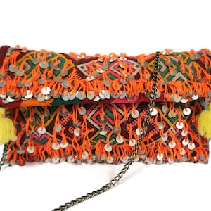 Moroccan Bag, Vintage Rug Bag, Kilim Clutch Bag, Berber Purse, Shoulder Bag, Sequins Purse 03YS0085
