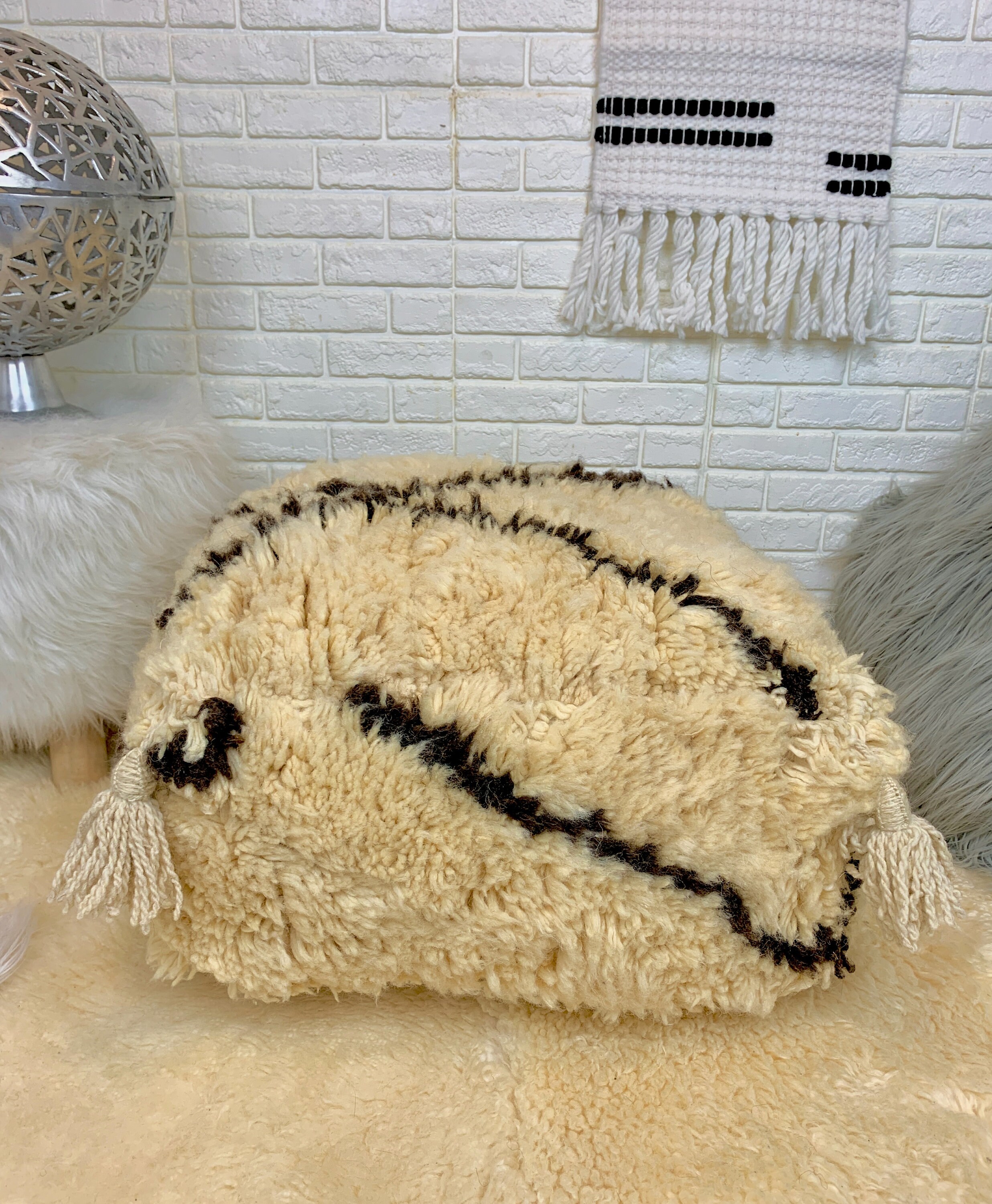 Großer Beni Ourain Pouf Hochwertigstes Bodenkissen | Etsy