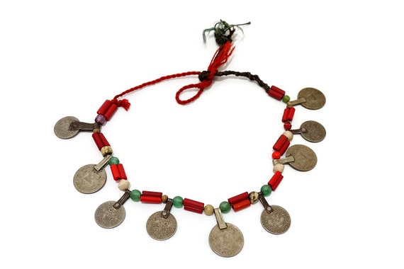 Moroccan Necklace, Authentic Coin Necklace, Vinta… - image 6