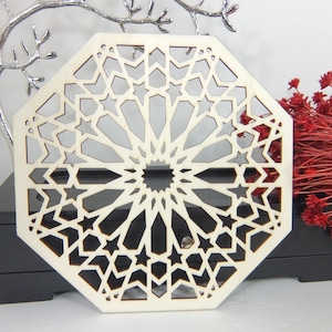 2 Large Moroccan Tile Design Laser Cut Unfinished Wood Shapes Craft DIY Decorative Coasters 03YL0113
