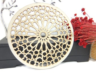 2 Large Moroccan Tile Design Laser Cut Unfinished Wood Shapes Craft DIY Decorative Coasters 03YL0107