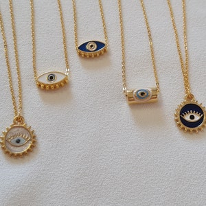 Evil Eye Necklace,Heart Necklace,Protection Necklace,Gold Heart Necklace,Tiny Evil Eye Necklace,Nazar Necklace,Enamel Charm,Bridesmaid gifts