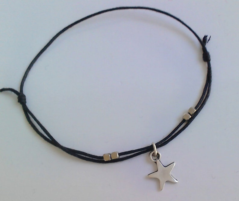 Star anklet,Silver star anklet,String anklet,Adjustable anklet,Star jewelry,Beach anklet,Boho,Summer anklet,Beaded anklet