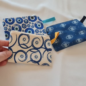 Evil Eye Pouch,Evil Eye Coin Purse,Nazar,Makeup Pouch,Gift for her,Turkish Evil Eye Fabric Purse,Evil Eye Accessories