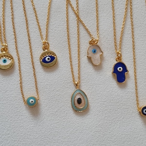 Gold Plated Evil Eye Necklace: Dainty Protection Jewelry