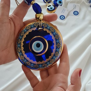 Glass Evil Eye Wall Hanging: Nazar Home Protection Decor