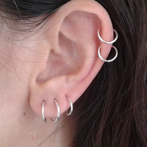 Tiny Hoop Earrings,Nose Ring,925 Sterling Silver Earrings,Endless Earrings,Huggie Hoop Earrings,Cartilage Earrings,Helix,Piercing Hoop Ring