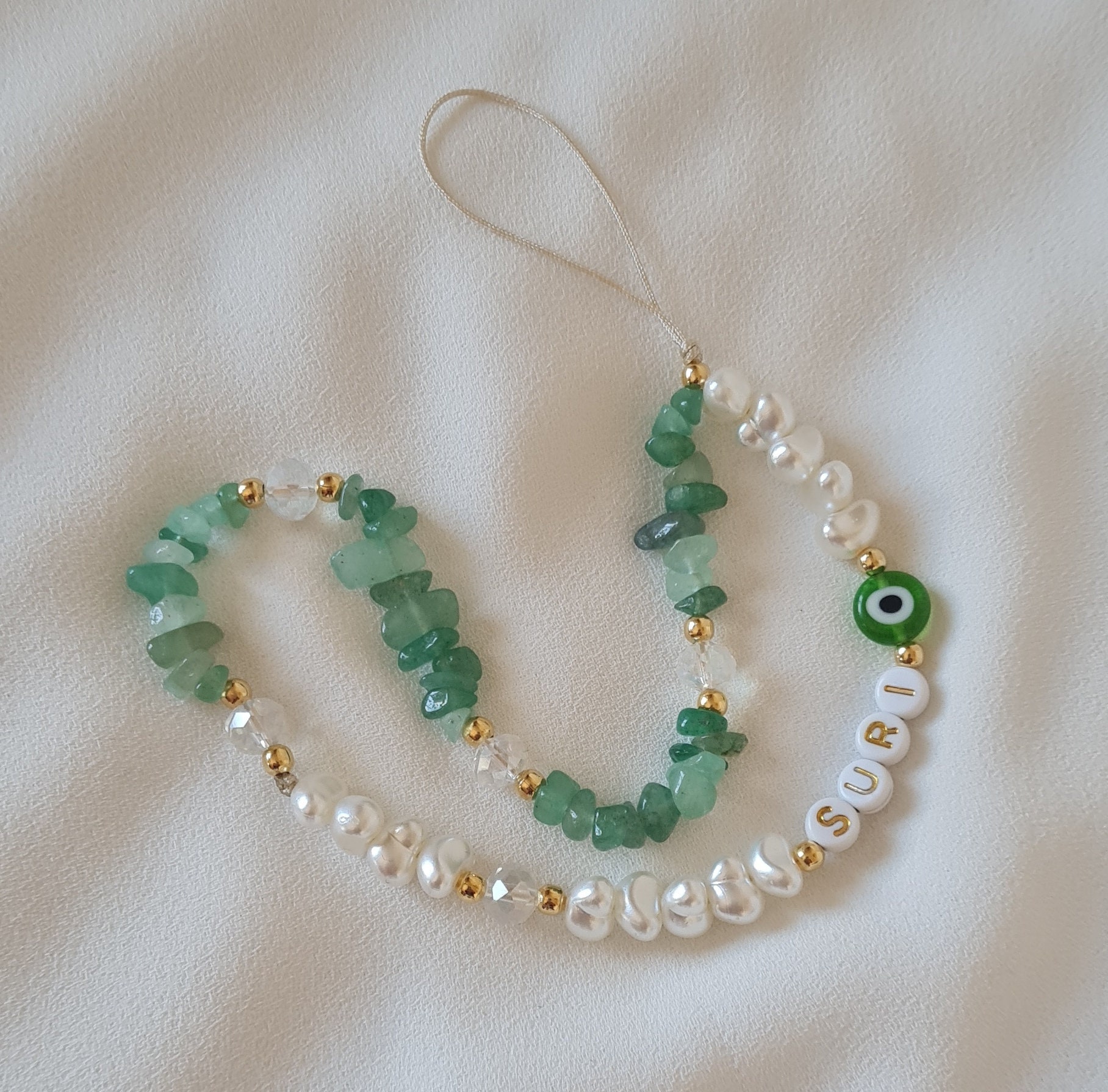 Aventurine Phone Strap,Healing Crystal Phone Chain,Pearl Beaded Phone Charm,Phone Strap,Personalized Phone Strap, Bridesmaids Gift