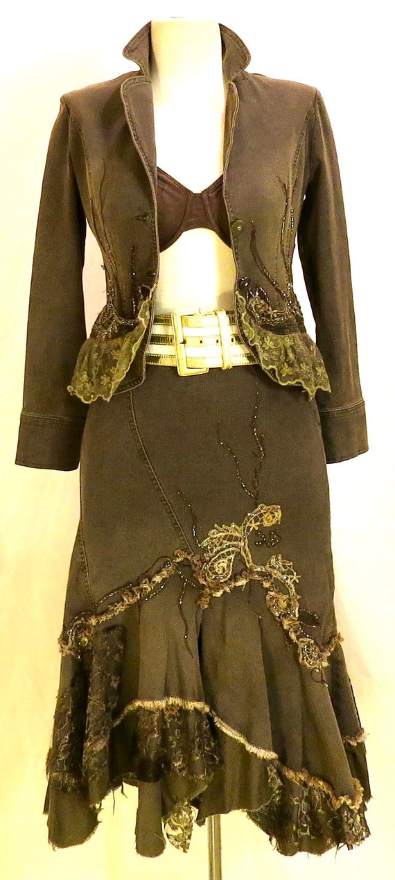 Great Vintage Denim Skirt and Jacket Set