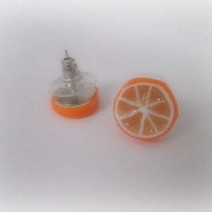 Schmuck Geschenk für Sie, Mini Essen Ohrringe, Orangenscheibe, Sommer Ohrringe, Damen Ohrringe, Handgemachte Ohrringe aus Ton, Obst Ohrring