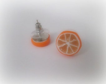 Stocking Stuffer, Christmas Gift for Girlfriend, Gift for Daughter, Teen Gift, Miniature Food Jewelry, Mini Food Earrings, Orange Slice,