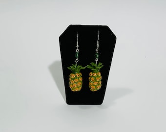 Pineapple Earrings, Vegan Earrings, Dangle, Jewelry, Mini Food, Polymer Clay Earrings, Miniature Food Earrings, Gifts For Her, Marysremedies