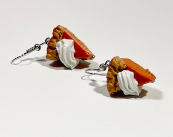 Faux Food, Fake Food Jewelry in Handmade, Gift for Her, Thanksgiving, Mini Food Earrings, Polymer Clay, Pumpkin Pie Earrings, Comfort Food