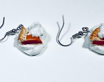 Whipped Cream with a little Pumpkin Pie, Fake Food Jewelry in Handmade, Thanksgiving, Mini Food Earrings,Pumpkin Pie Earrings, Comfort Food