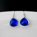 cobalt blue earrings , blue drop earring , bridesmaid blue earring , blue glass earring , blue dangle silver
