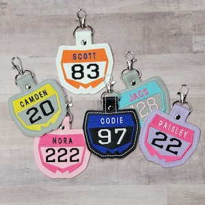 Custom Embroidered Number Plate Bag Tag: Dirtbike ATV Gear