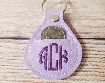 Monogram Quarter Keeper: Personalized quarter keychain / Embroidered key fob