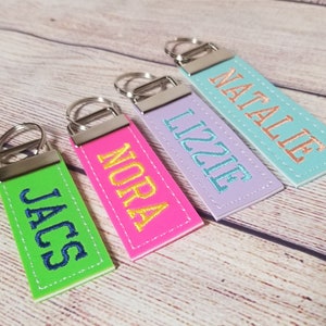 Name Tag: Personalized keyfob/ Bag label/ Name keychain/ Embroidered key fob