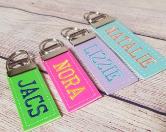 Name Tag: Personalized keyfob/ Bag label/ Name keychain/ Embroidered key fob