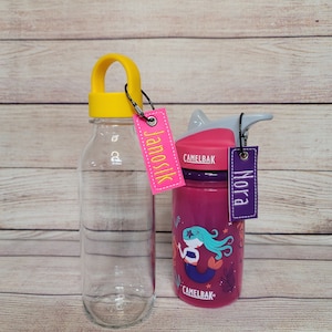 Water Bottle Tag: Personalized keyfob/ Bag label/ Name tag/ Embroidered bottle label