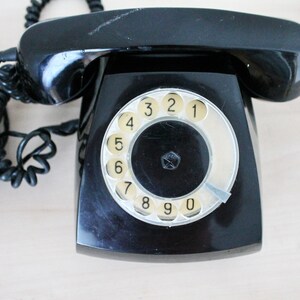 Vintage rotary black telephone from USSR - circle dial rotary phone - vintage phone - Old Dial Desk Phone