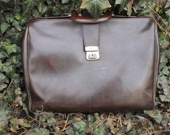 Vintage Soviet busines Bag - Suitcase - Classic Male Original Leather bag USSR - 1970s