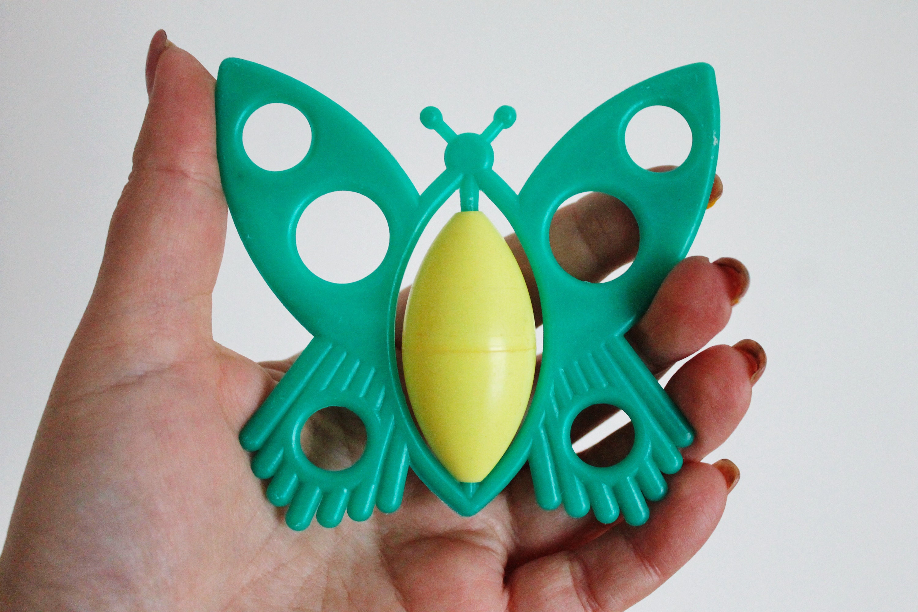 Soveit Rattle Soviet Vintage Green Baby Rattle - Butterfly - 3.8 Inches - Soviet Toy ...