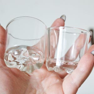 Set of 2 Vintage USSR small clear shot glasses, glasswares, home decor, 1990-s. made in Ukraine - Holiday decor