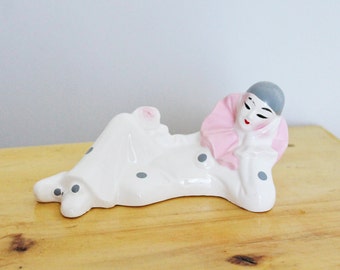 Vintage Porzellan liegender Harlekin 16 cm - Deutschland Vintage - Home Dekor - 1980er Jahre