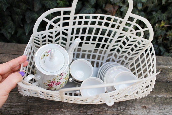 Vintage white basket -Go shopping - Made in USSR … - image 10