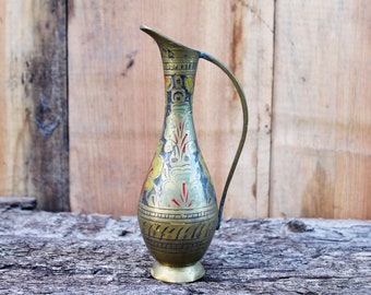Vintage Indian small copper decorative jug - vintage vase - 1980 - vintage jug - Indian style
