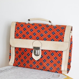 cartable vintage - sac à dos à carreaux - sac rare soviétique - cartable URSS - cartable - école soviétique. Fabriqué en URSS dans les années 1980