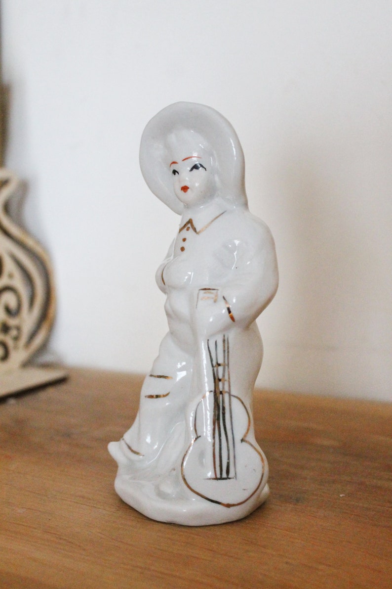 Vintage Porcelain A Boy with his guitar Germany porcelain figurine vintage decor Germany vintage 1990s image 4