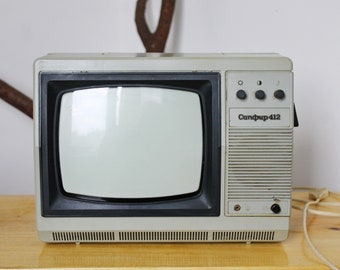 Soviet vintage small TV Saphire 412 - 12.6 inches- television set - made in USSR - working vintage TV - 1979