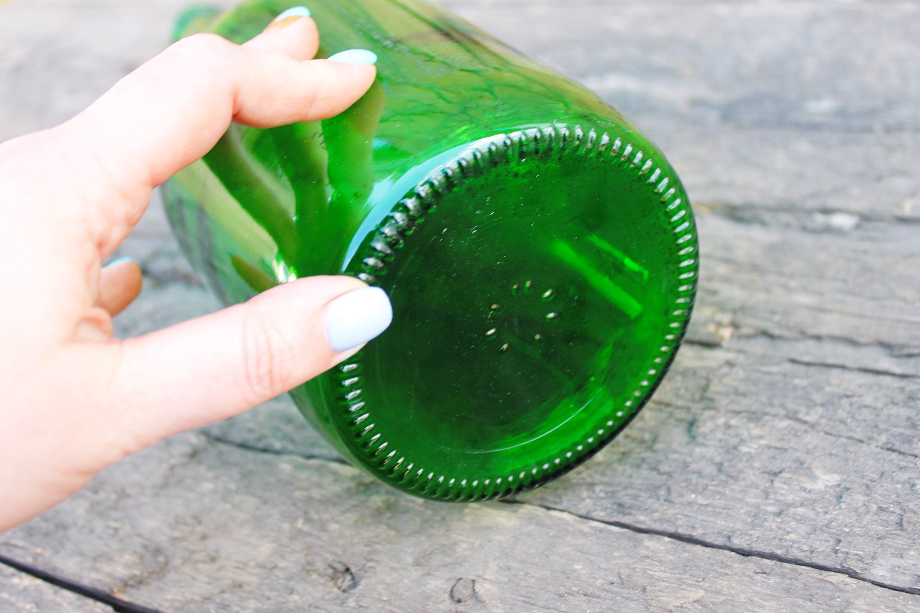 Vintage Green Glass Vine Bottle 12 Inches Soviet Glass - Etsy