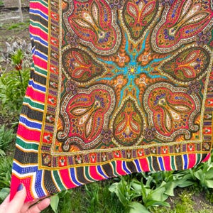 Bufanda cuadrada vintage con estampado floral y cachemir, 75 x 75 cm. Pañuelo de lana de colores, estilo bohemio, chal, chal, estilo retro.