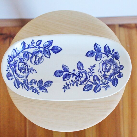 大皿 オーバルプレート 9.8 インチ - ヴィンテージ セラミック皿 磁器