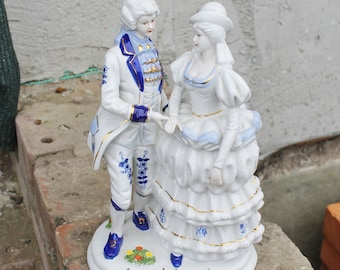 Vintage Porcelain couple 11.8 inches - Germany porcelain figurine - vintage decor - Germany vintage - later 1980s