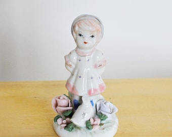 Vintage Porcelain - A girl with a bird  - Germany porcelain figurine - vintage decor - Germany vintage - 1990s