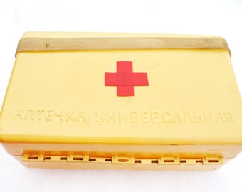 Vintage USSR medicine first aid kit 9.4 inches - Medical box - Medical accessory - First aid box - Soviet Medicine cabinet