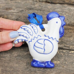Vintage ceramic cockerel ornament - made in Germany - 1980-1990s - kitchen decor figurine