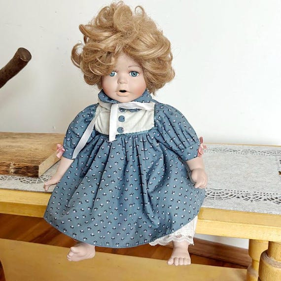 Vintage German Porcelain Doll With Bisque Head, Arms, Legs
