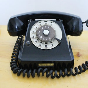 Vintage rotary black telephone made in Poland  - circle dial rotary phone - vintage phone - Old Dial Desk Phone