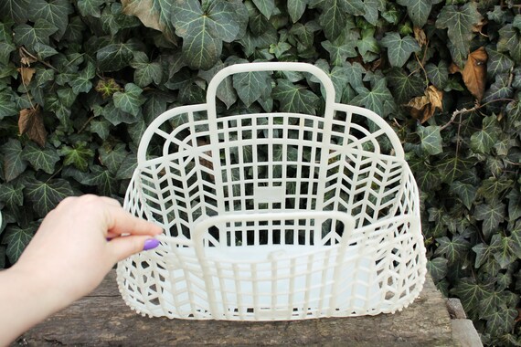 Vintage white basket -Go shopping - Made in USSR … - image 6